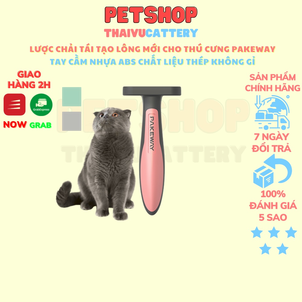 Lược chải gỡ rối tái tạo lông cho thú cưng PAKEWAY tay cầm nhựa ABS chất liệu THÉP KHÔNG GỈ