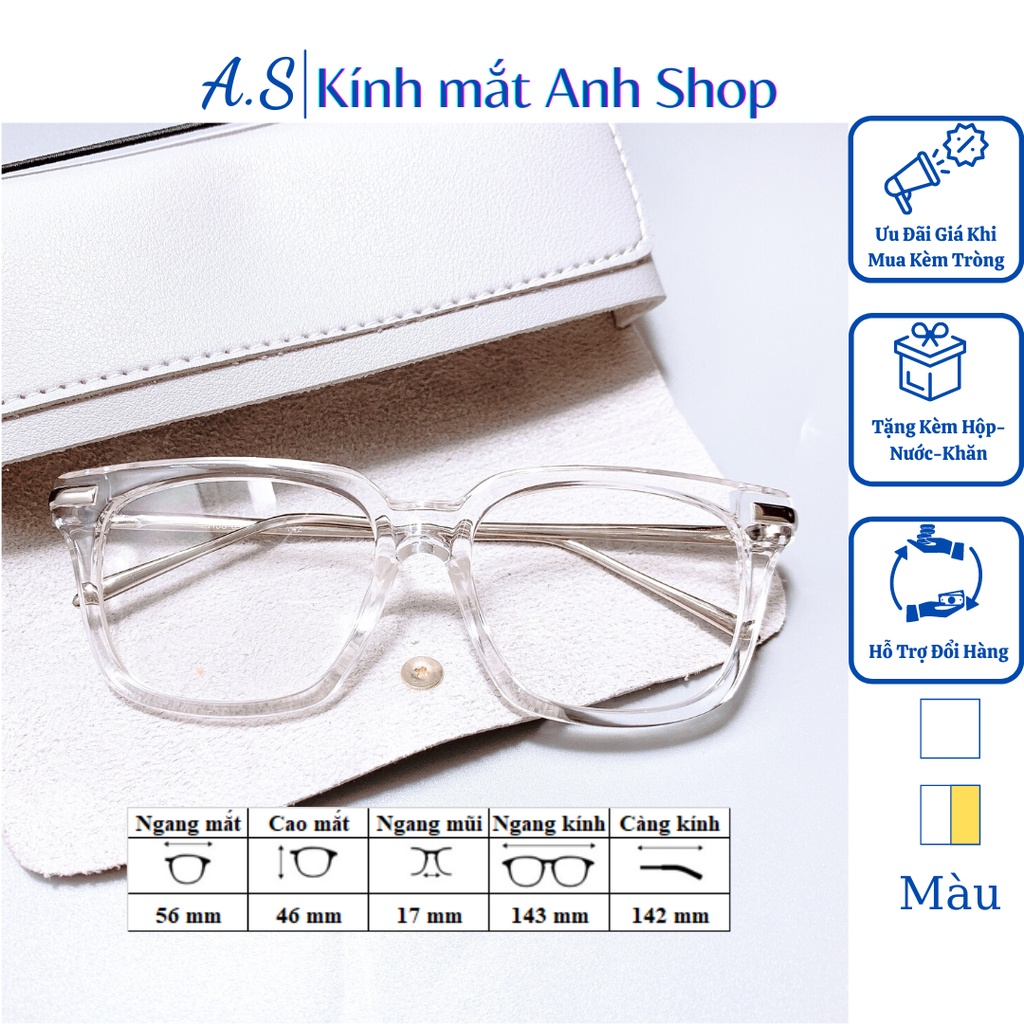 Kính vuông to chất liệu nhựa càng kính kim loại 55-01