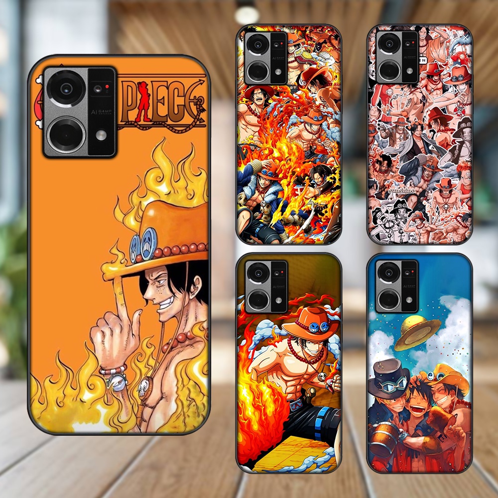 Ốp lưng Oppo Reno 7 4G viền đen in hình Ace One Piece