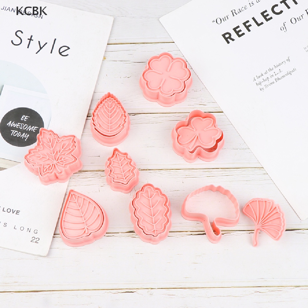 Set 8 Khuôn Nhấn Làm Bánh Quy Hình Lá 3D