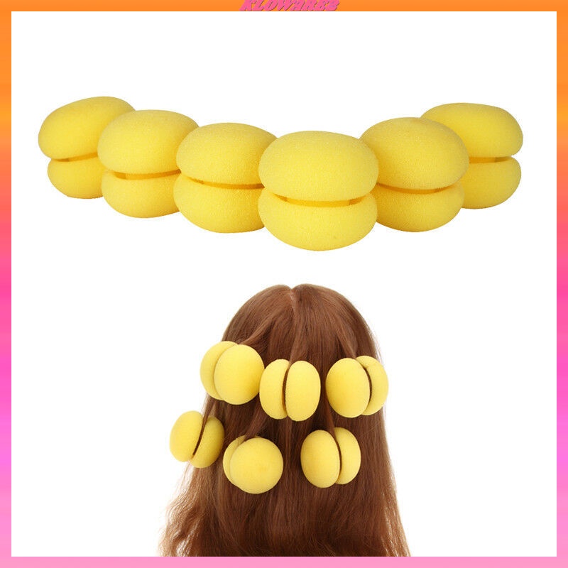 Set 2 / 6 Lô Cuốn Tóc Bằng Xốp Mềm Màu Hồng Dễ Thương Dành Cho Bạn Nữ Khi Ngủ