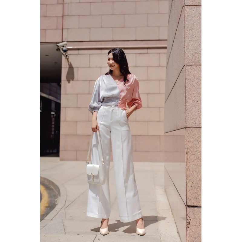 Quần clothesrack suông lé mí trắng all white