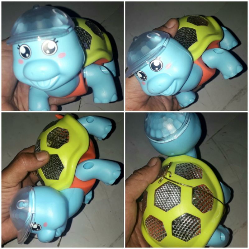 Một mô hình chú Rùa đi dạo bằng nhựa chạy pin có nhạc và đèn led rất đẹp _ tặng kèm pin kích thước 18x16x10 cm