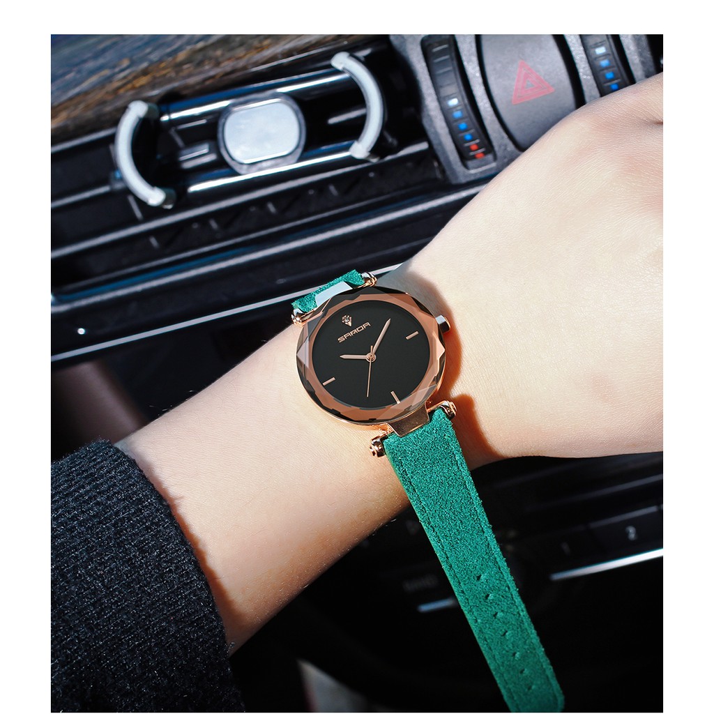 Đồng hồ nữ SANDA JAPAN dây da lộn cao cấp đủ màu