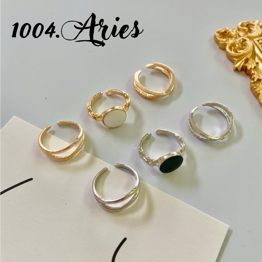 Set nhẫn 3 chiếc nữ đeo tay kim loại kiểu dáng Hàn Quốc-1004.ARIES