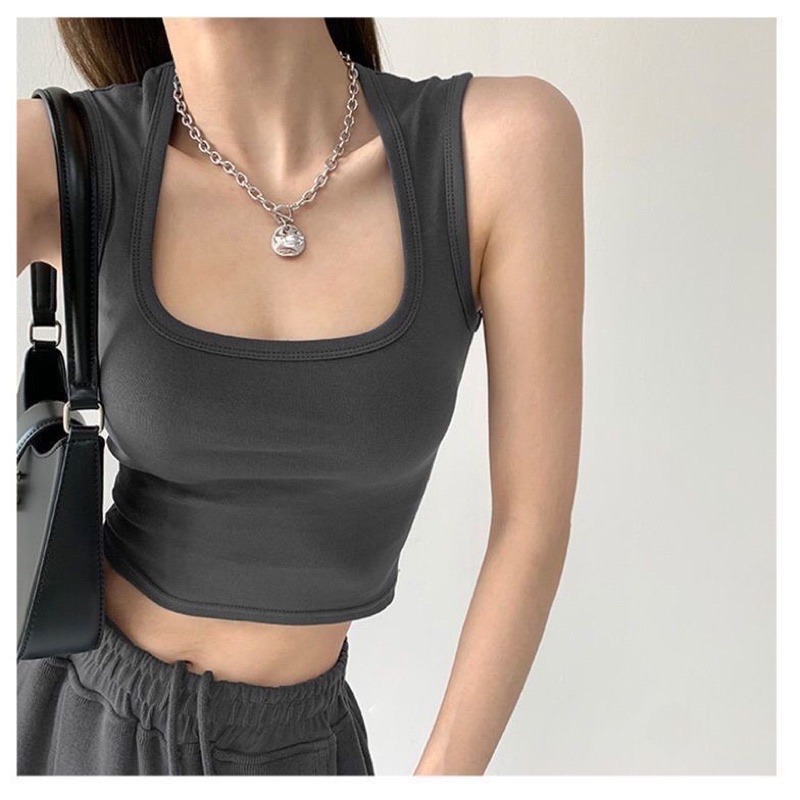 Áo bra đệm cầu vai cổ U siêu đẹp,áo croptop