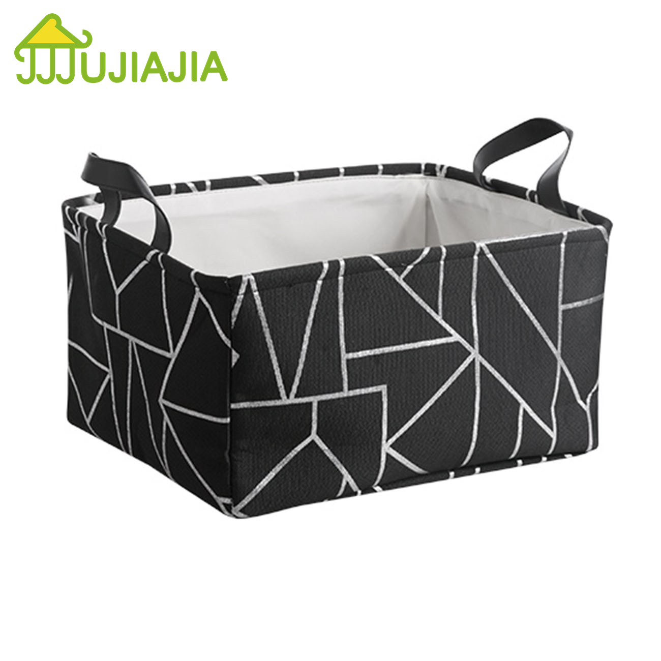 JUJIAJIA Canvas Stacked Geometry Pattern Storage Basket with Handle