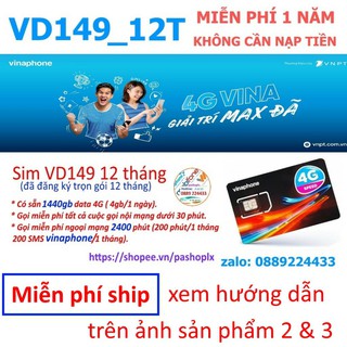 SIM VINA VD149 1440GB 12 THÁNG MIỄN PHI NGHE GỌI LÊN MẠNG.