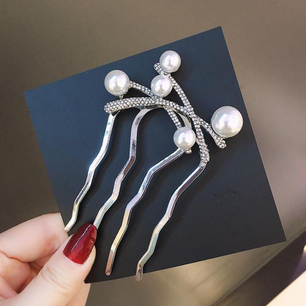 Lược Chải Tóc Bằng Kim Loại Màu Ngà Thanh Lịch|Trâm Cài Tóc Phong Cách Hàn Quốc Đáng Yêu