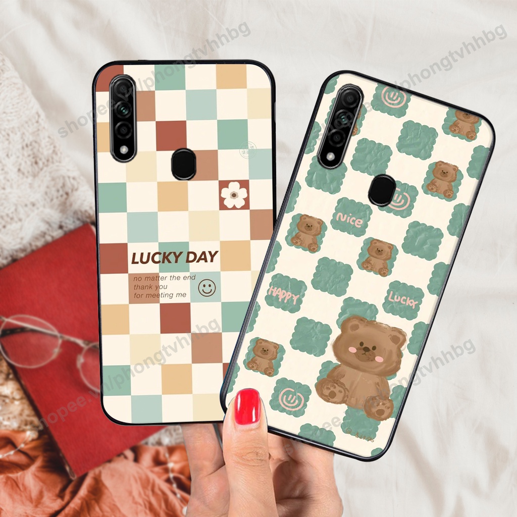 Ốp lưng Oppo A31 2020 / A8 trái tim gấu thể thao , smile mặt cười cực cute