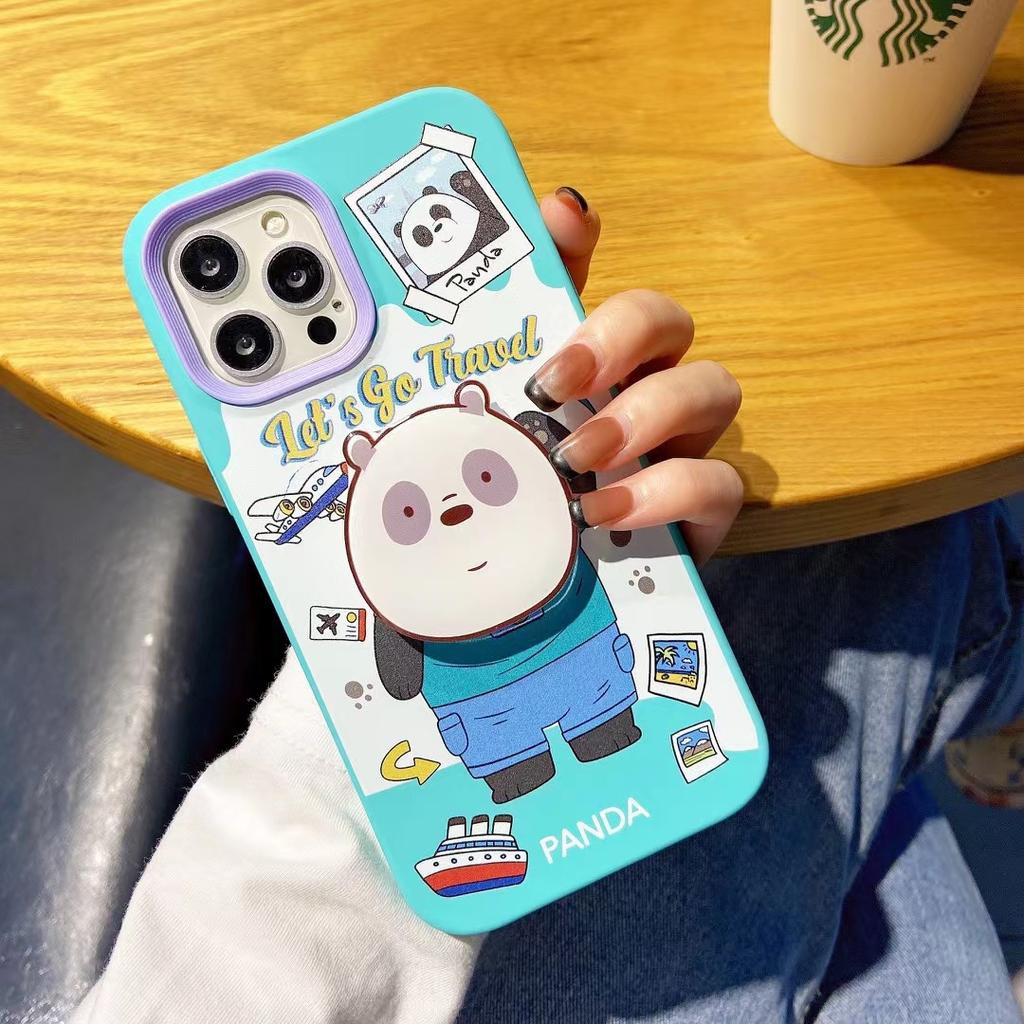 Ốp Điện Thoại Hình Gấu Trúc 3 Trong 1 Cho IPhone 14promax 13 12 11 7Plus X Xs Max XR