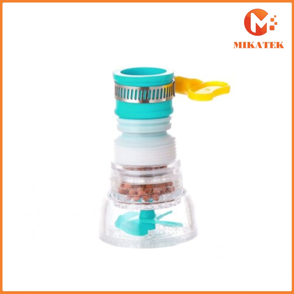 Đầu nối vòi nước bồn rửa chén bát xoay 360 độ phun nước tăng áp có cánh quạt than lọc hoạt tính