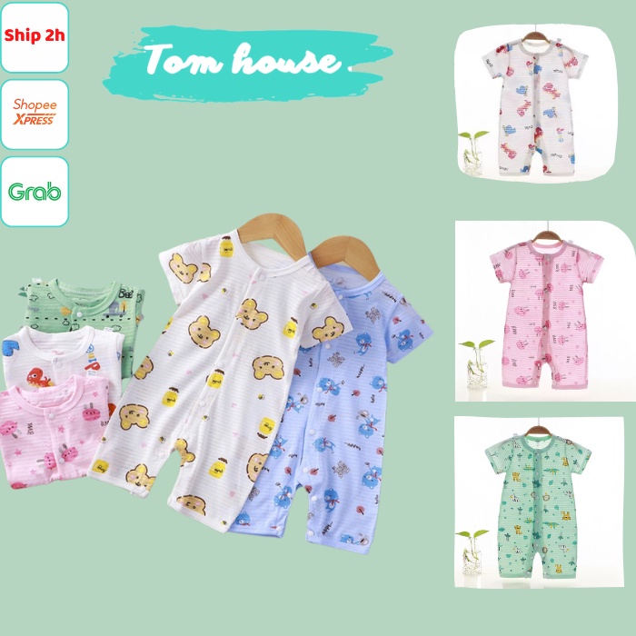 Bộ Body Đùi Cúc Giữa Mỏng Mát Họa Tiết Đáng Yêu Cho Bé Sơ Sinh 𝟐𝟒𝐁𝐃𝐃𝐔