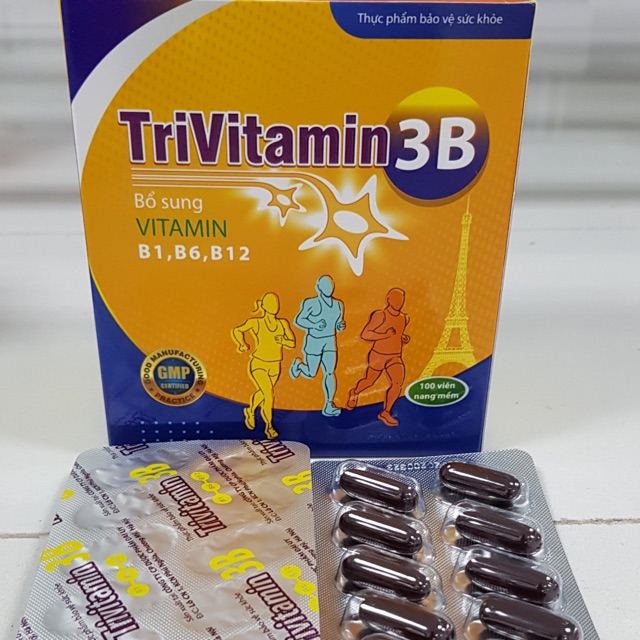 Vitamin tổng hợp 3B (B1-B6-B12) - Bổ sung vitamin nhóm B- viên nang mềm - hộp 100 viên