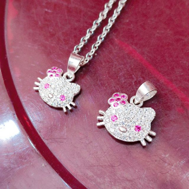 Mặt dây chuyền bạc Mặt mèo Kitty đính đá bạc ta