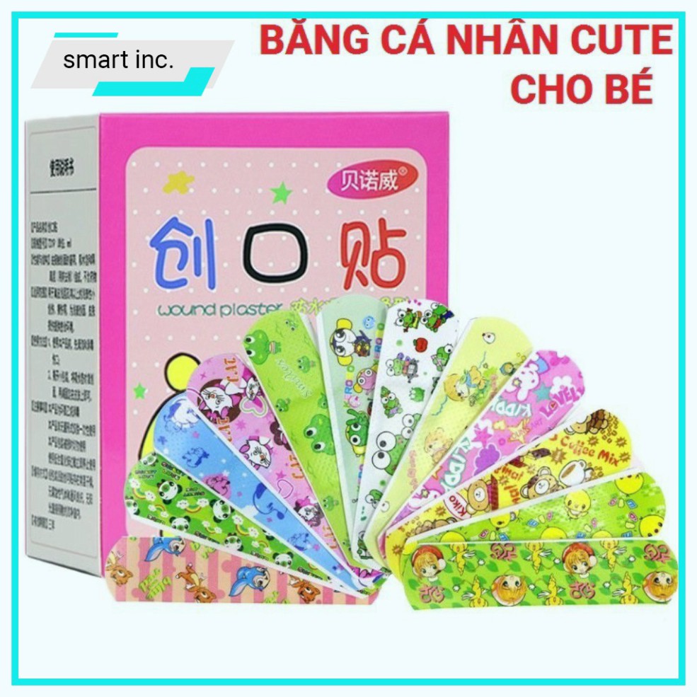 Băng Cá Nhân Cute Hộp 120 Miếng Houseware Băng Gâu Dán Vết Thương Plaster Băng Keo Cá Nhân Hình Thú Cho Bé Gia Đình