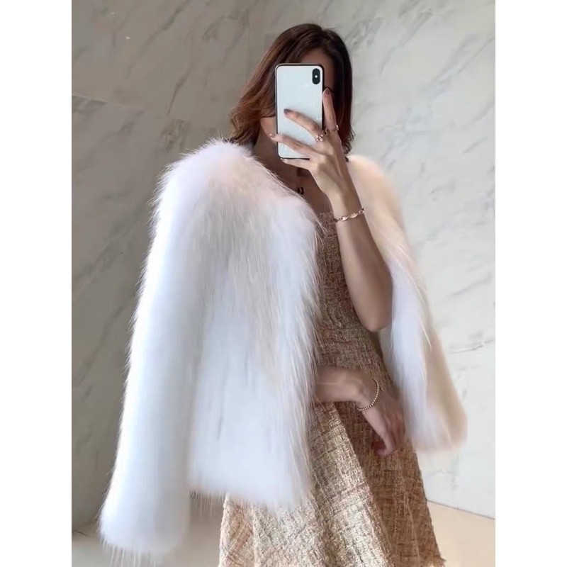 Áo khoác lông dáng ngắn sang chảnh 4 màu