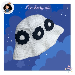 Nón len hoa nổi 3D ô vuông