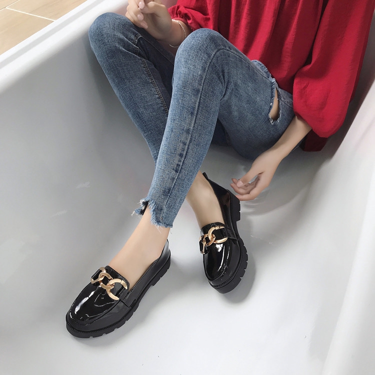 Giày Da Đế Dày Phong Cách Anh Quốc Cá Tính Cho Nữ Cỡ 35-46 | BigBuy360 - bigbuy360.vn