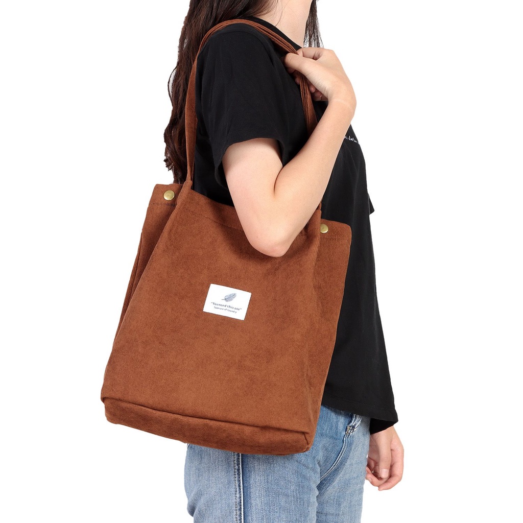 Túi tote đeo vai bằng vải nhung cỡ lớn nhiều màu thời trang cho nữ