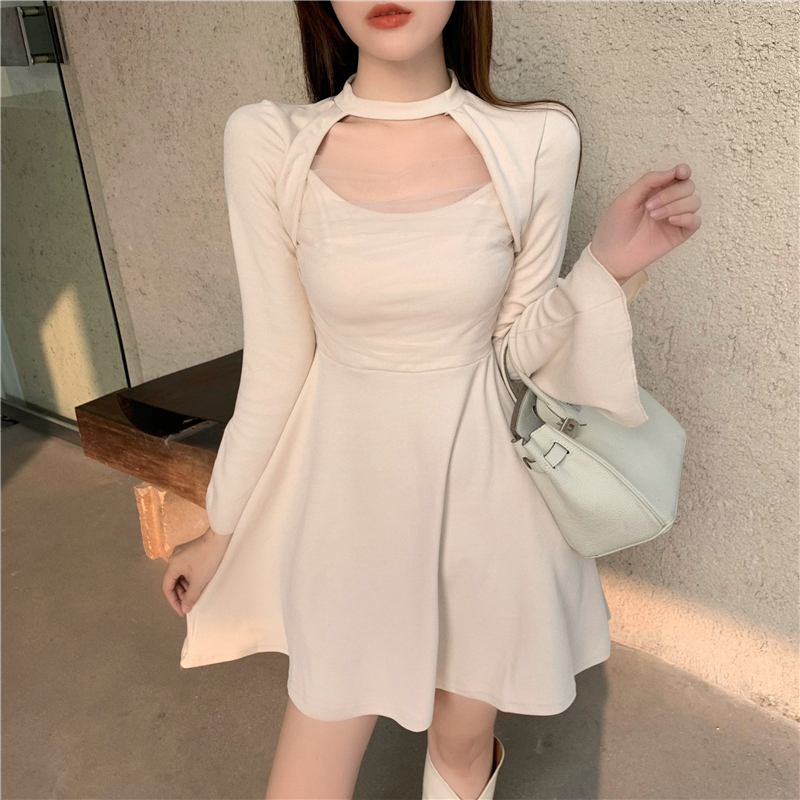 Đầm Ngắn Tay Phối Lưới Xinh Xắn Dành Cho Nữ Váy