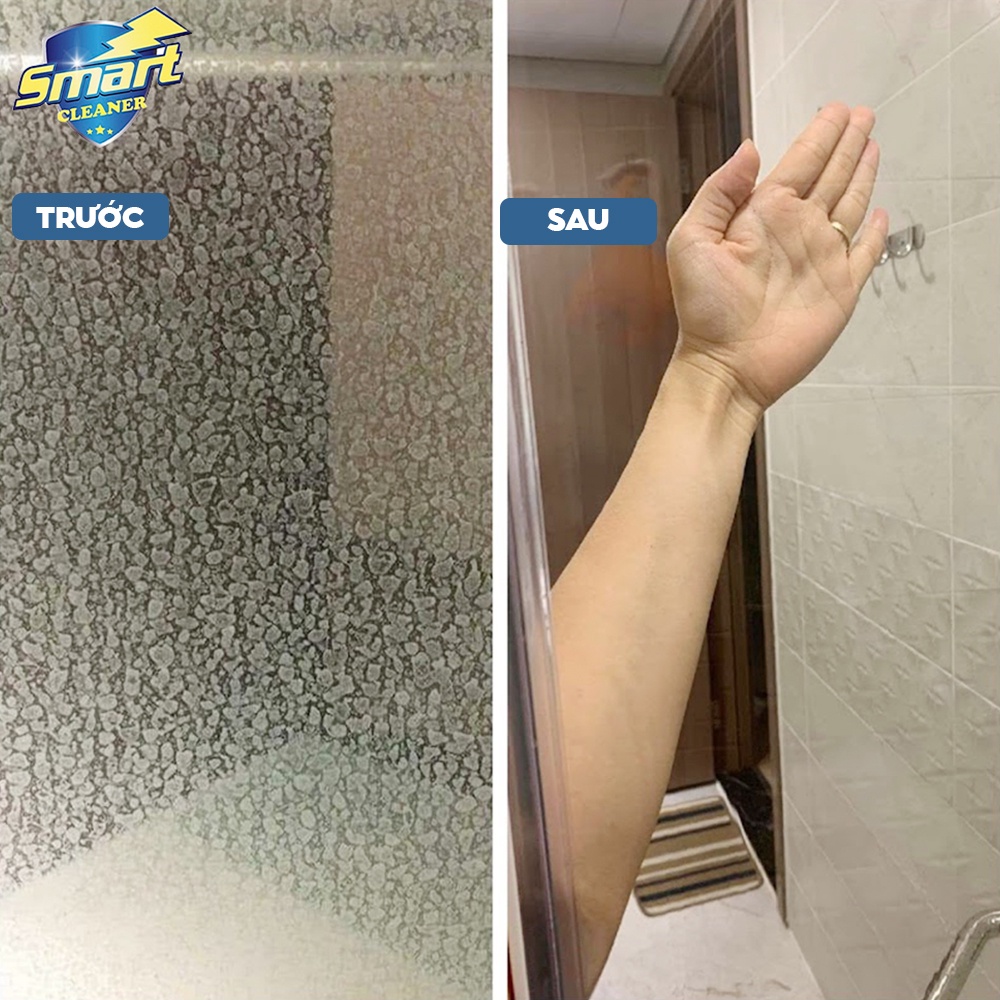 Combo 4 loại nước tẩy rửa SMART 500ml đánh bay dầu mỡ, cặn canxi kính, inox, làm trắng đồ sứ
