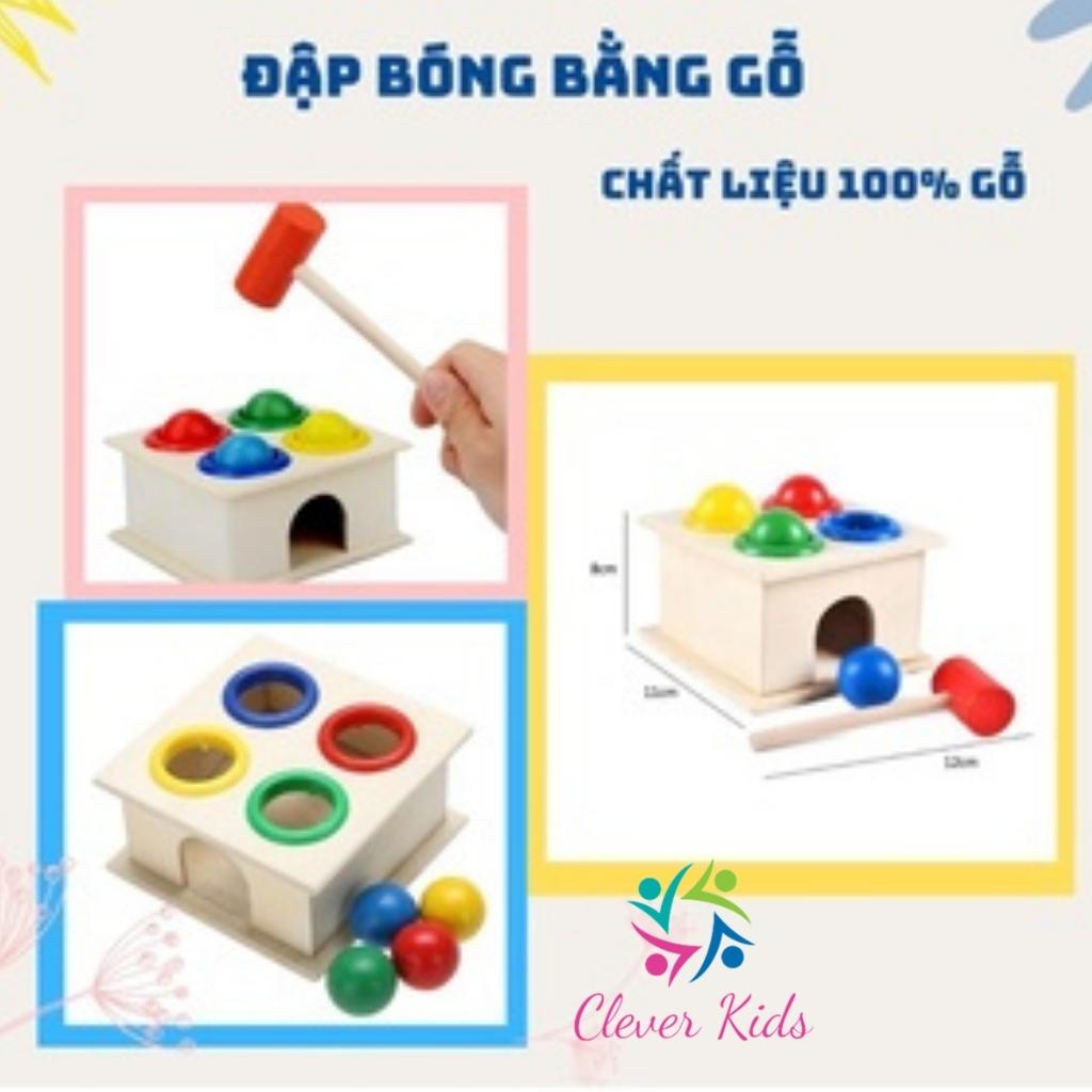 Đồ chơi hộp đập 4 bóng tròn bằng búa gỗ vui nhộn bé nào cũng thích