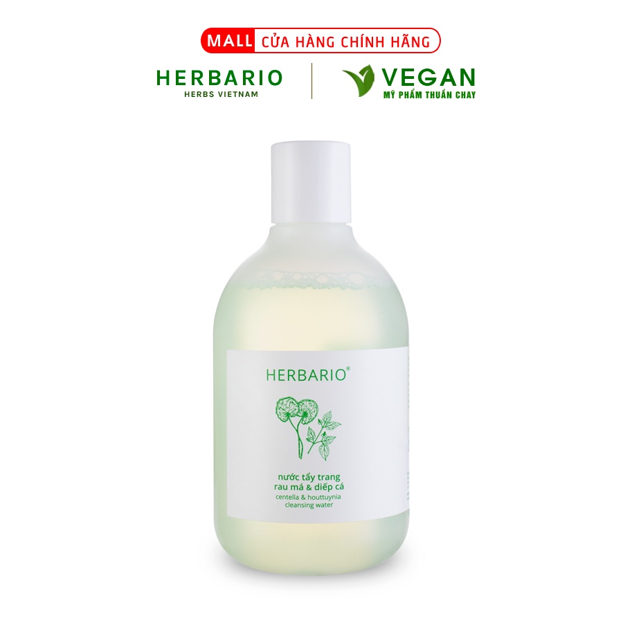 Nước tẩy trang Rau Má &amp; Diếp Cá Herbario 300ml thuần chay