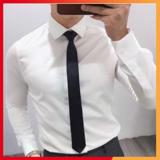 Áo Sơ Mi Nam Trắng Cotton Lụa Dài Tay Công Sở