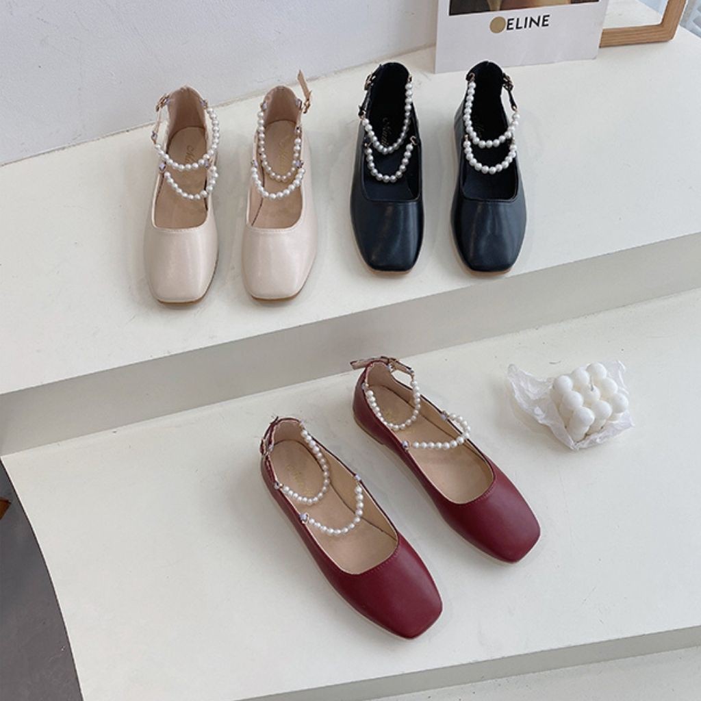 Giày búp bê nữ sang chảnh Mery Shoes MPS10 lớp lót êm chân 3 màu đen/đỏ/kem siêu xinh