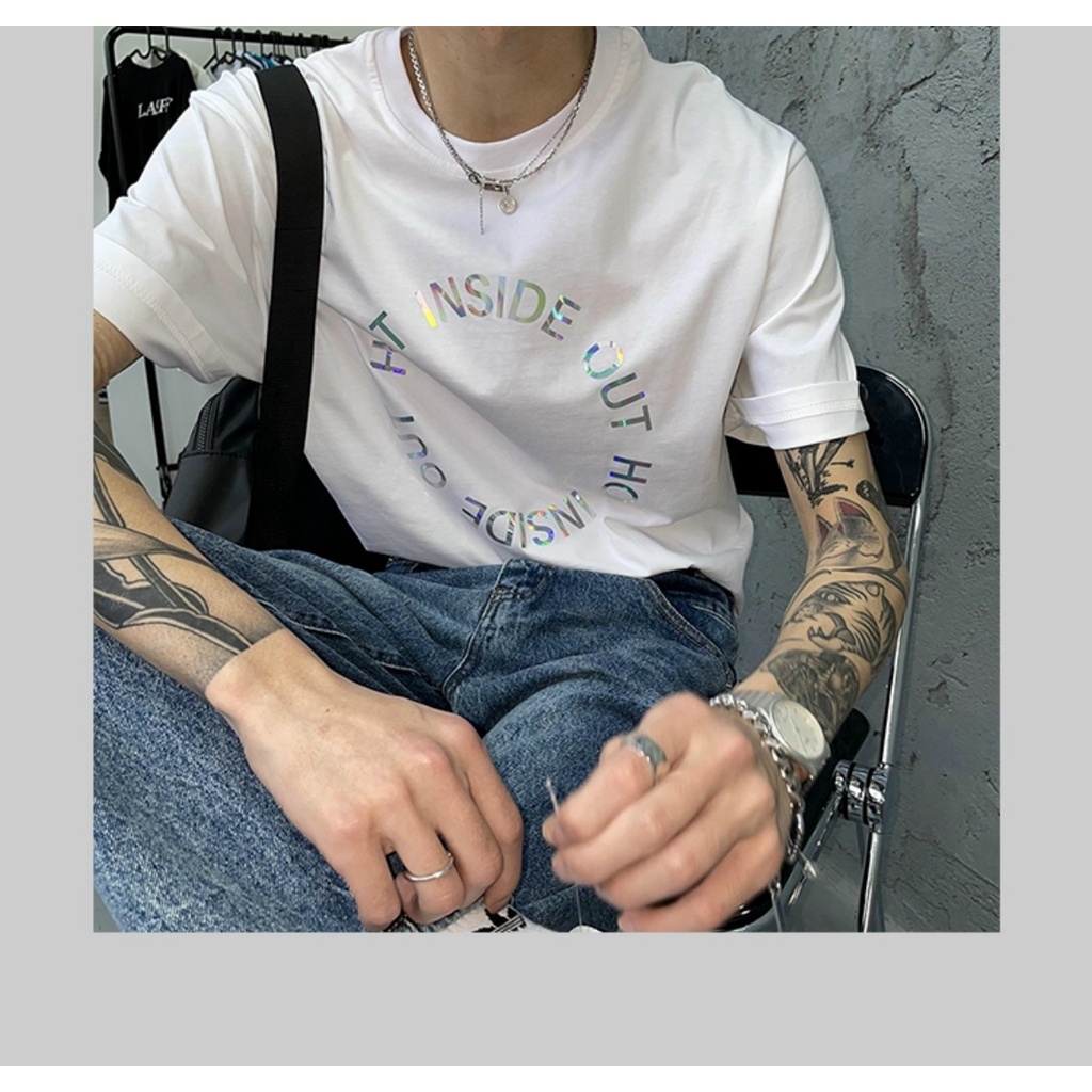 Áo thun unisex stee nam nữ form rộng tay lỡ chữ SANTALUCIA dạ quang