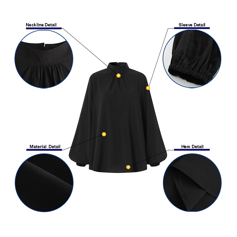 Áo ZANZEA Cổ Cao Xếp Ly Tay Áo Phồng Dài Phong Cách Thường Ngày Thanh Lịch Dành Cho Nữ