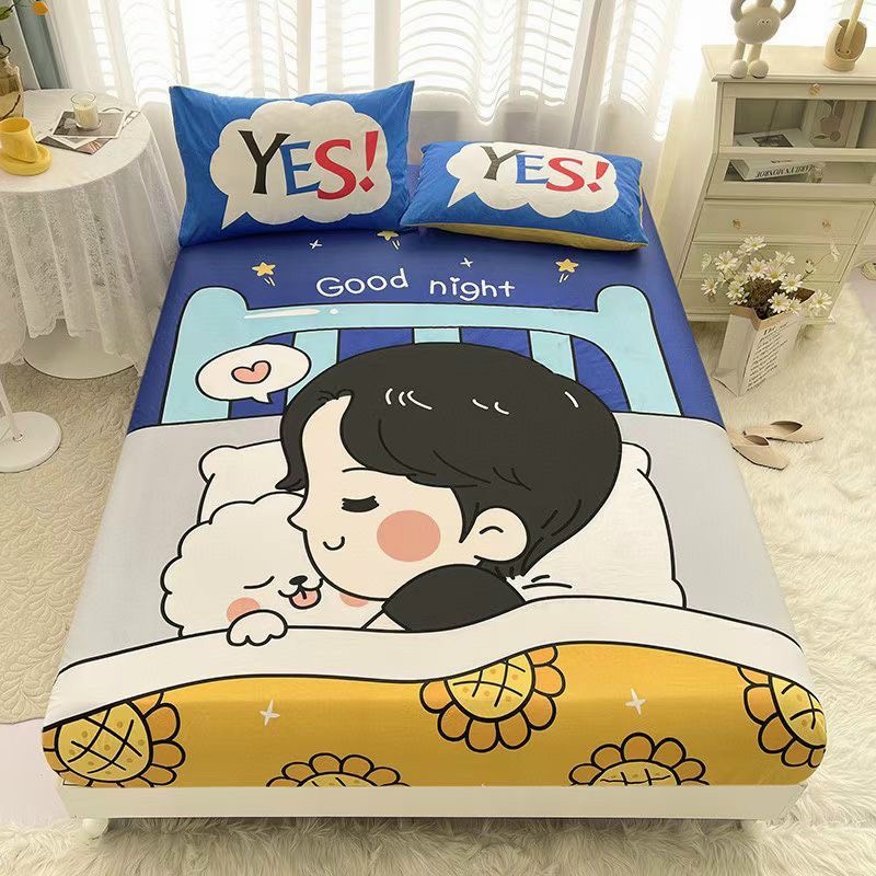 Bộ ga giường và vỏ gối cotton living, ga gối cotton 100% bền đẹp nhiều màu