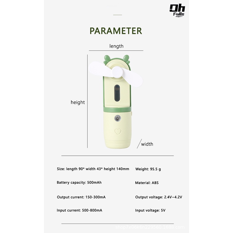 A-LIFE Quạt Phun Sương nano Mini Cầm Tay 2 Trong 1 Để Bàn Yên Tĩnh Dưỡng Ẩm Sạc USB