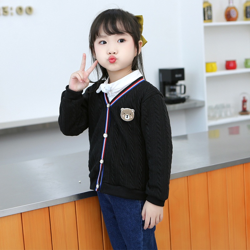 Áo khoác Cardigan dệt kim Hàn Quốc đơn giản và dễ thương cho bé trai và bé gái