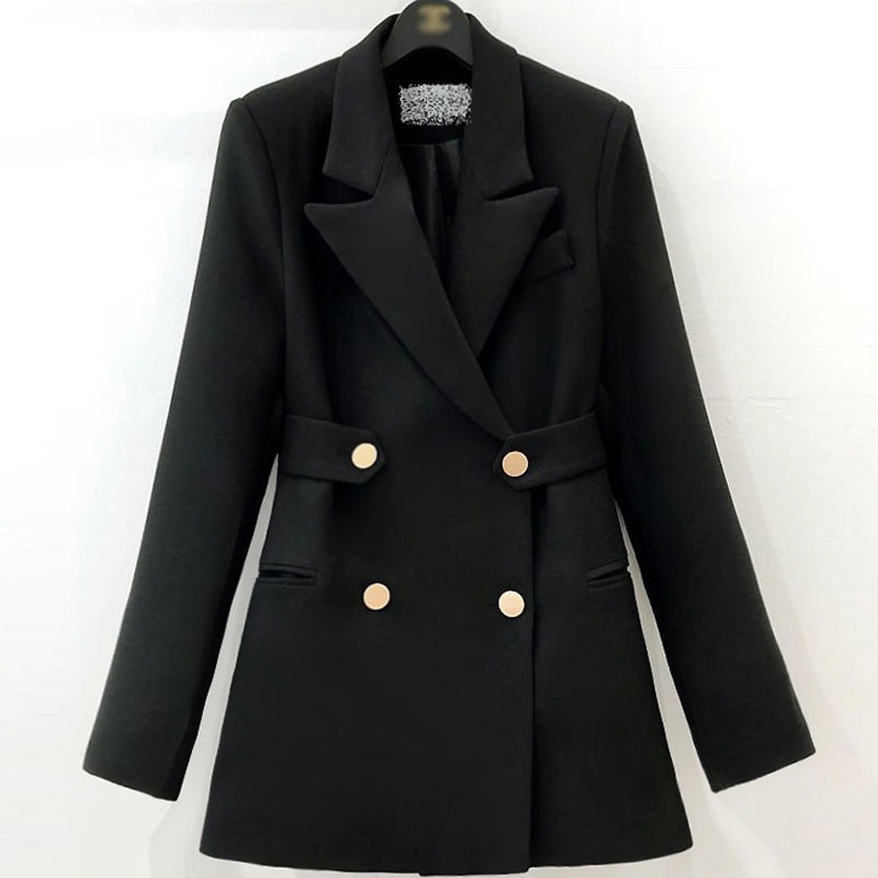 Áo Khoác Vest Ngắn Hai Hàng Nút Cài Dáng Ôm Màu Trơn Phong Cách Thời Trang Mới Dành Cho Bạn Nữ