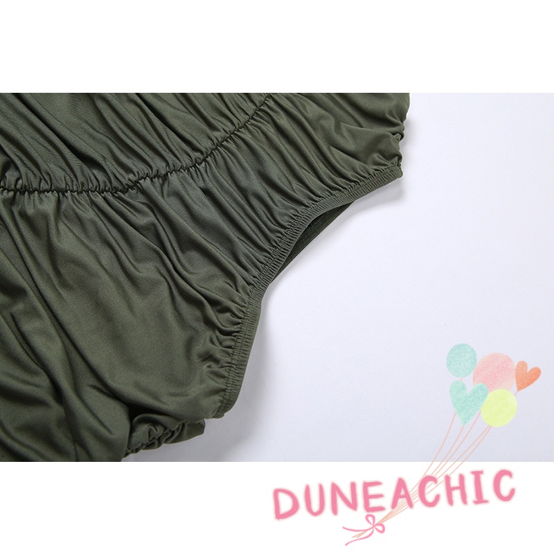 DUNEA Áo tank top cổ tròn xếp ly thời trang đường phố cá tính dành cho nữ