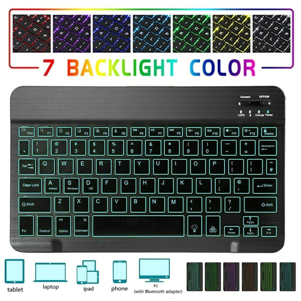 Backlit Wireless Keyboard for Samsung Galaxy Tab A 10.1 Tab A 10.5 A8.0 Cover PU Leather Stand Case with Pencil Holder