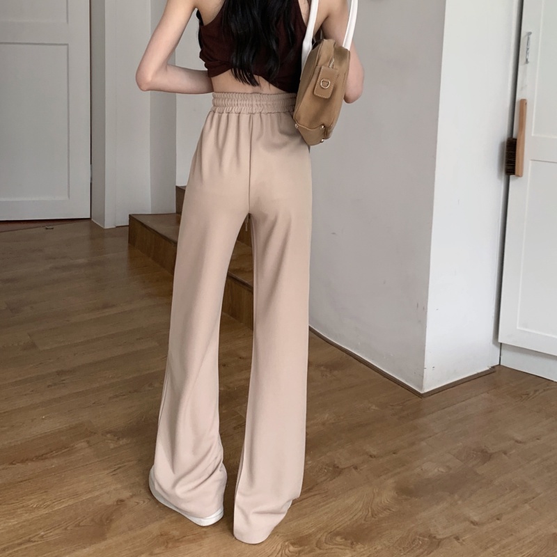 QADCOL Quần ống rộng Lưng Thun Màu Sắc Đơn Giản Thời Trang Cho Nữ