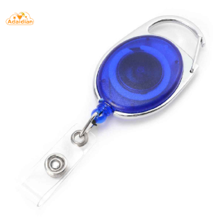 Móc treo bảng tên/ danh thiếp màu xanh kèm dây thu gọn tiện dụng