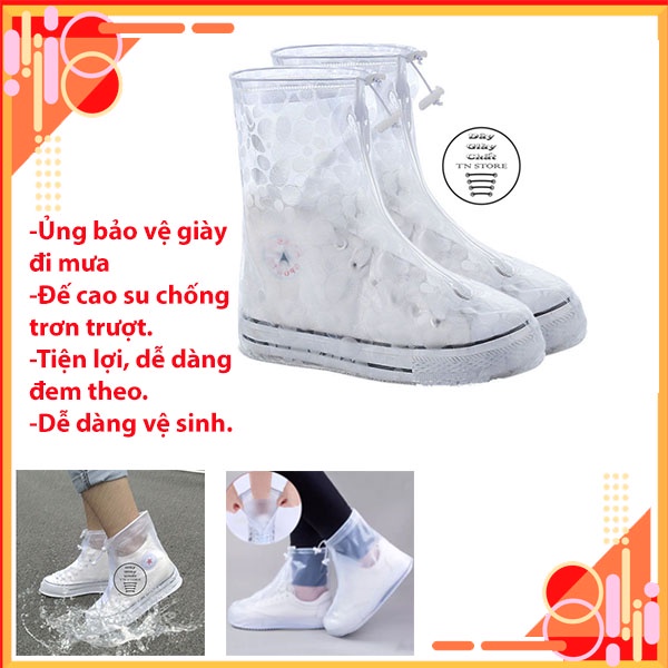 Bao bọc giày đi mưa, Áo mưa giày siêu tiện lợi, chống trơn trượt, Chất liệu nhựa PVC cao cấp