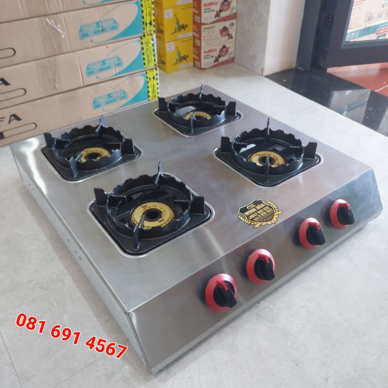 Bếp khè bếp công nghiệp 4 lò vuông siêu tốc độ gọn gàng
