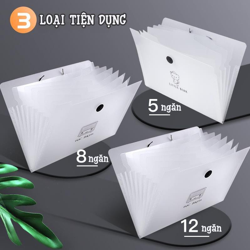 Bìa kẹp hồ sơ khổ A4Túi Đựng Hồ Sơ A4 Nút Khóa Gài 5/8/12 Ngăn File Tài Liệu Tiện Lợi { Tặng kèm sticker }