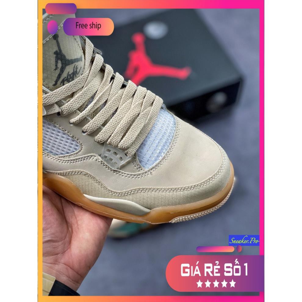 Giày thể thao AIR Jordan 4 Retro Off-White Sail  cổ thấp siêu phong cách dành cho nam và nữ