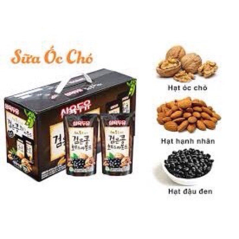 (Date T02/2023)- Sữa Óc Chó Hạnh Nhân Hàn Quốc 195ml (1 Thùng x 20 Bịch)