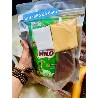 Set milo dầm trân châu pudding bánh flan