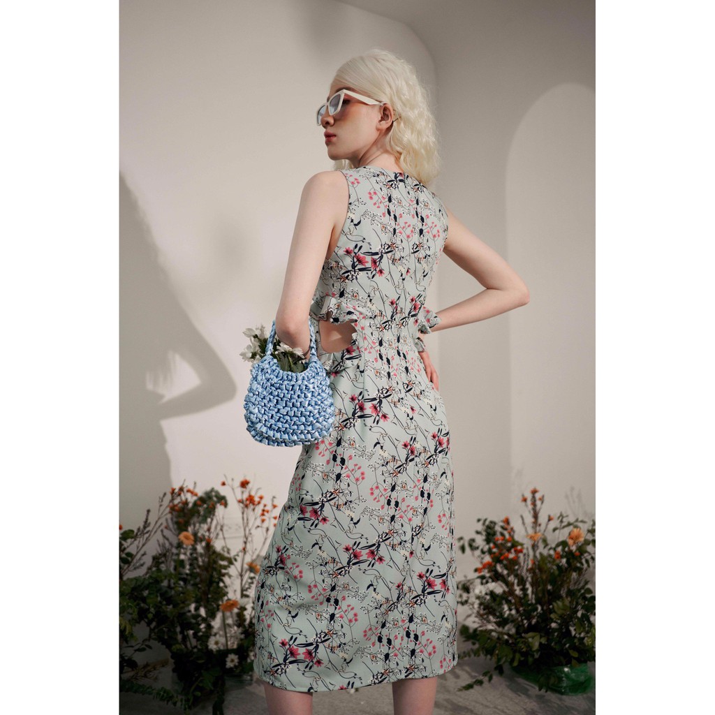 Váy midi xanh lơ hoa cutout lườn 1VA2016 ADORE DRESS | BigBuy360 - bigbuy360.vn