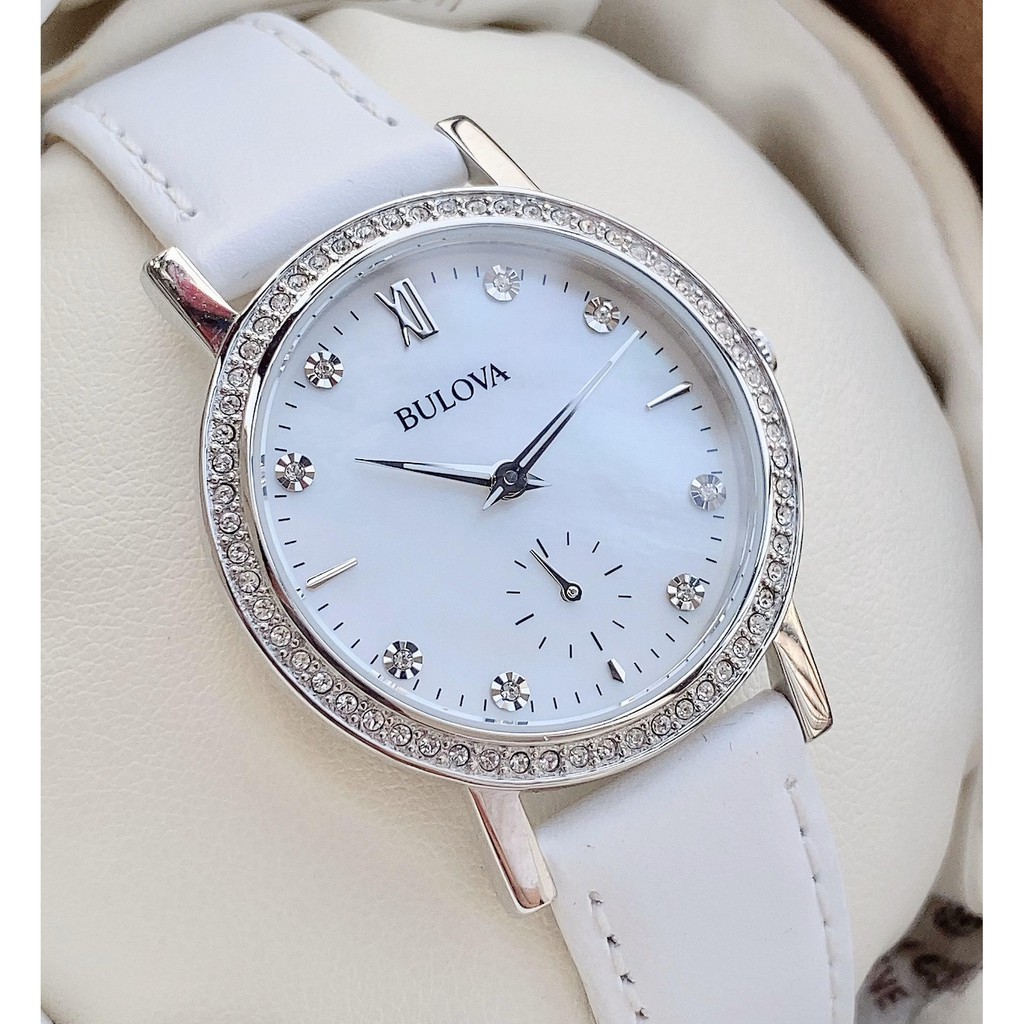 Đồng hồ nữ Bulova #96L245 dây da trắng trẻ trung