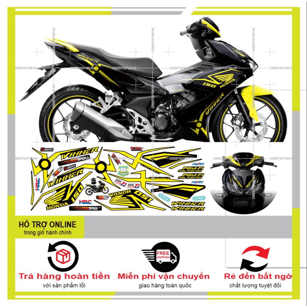 TEM XE WINNER X VÀNG ĐEN KHÔI DECAL -- SHIN DECAL 2