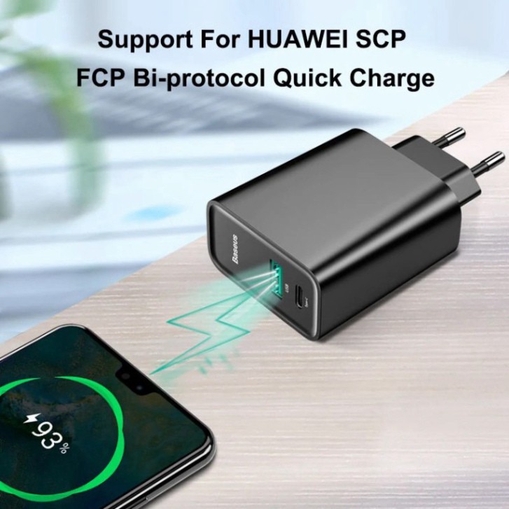 Củ sạc nhanh Baseus Speedy series CH-905 2 cổng USB và Type C 30w hỗ trợ chuẩn sạc PD, Q.C 3.0, HW